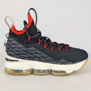 Nike LeBron‎ 15 XV Black Red Basketball Running Shoes Youth 4Y AQ6176 002 Street